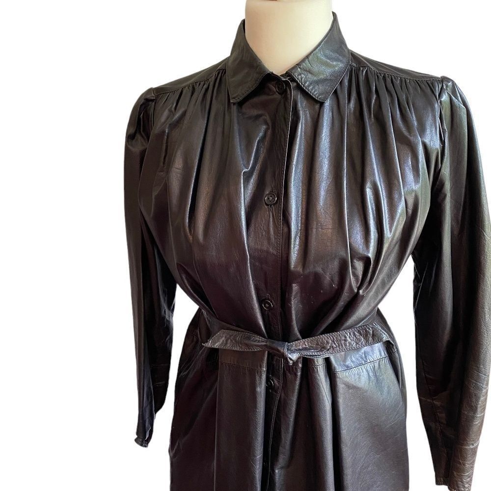 Vintage 1980’s North Beach Black Leather Buttondown Dress Size 6 New